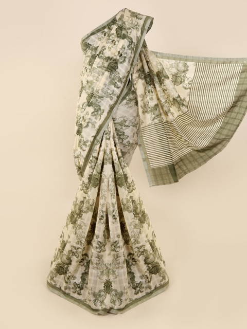 

Pothys Cream-Coloured Printed Jute Cotton Saree