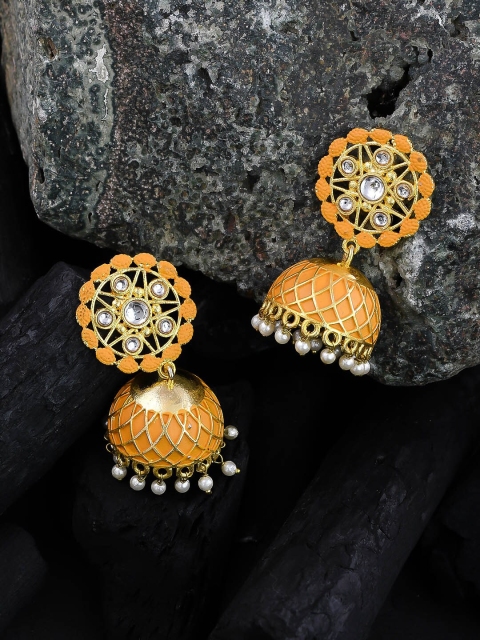 

Silvermerc Designs Orange Dome Shaped Jhumkas