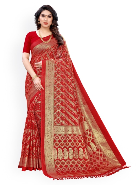 

KALINI Red Polycotton Printed Bandhani Saree