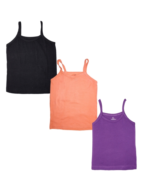 

KiddoPanti Girls Pack of 3 Solid Cotton Tank Tops, Purple