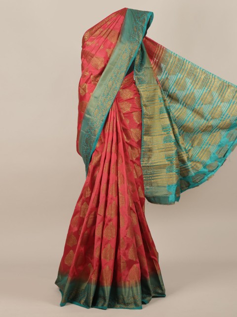 

Pothys Red & Blue Jute Silk Woven Design Saree