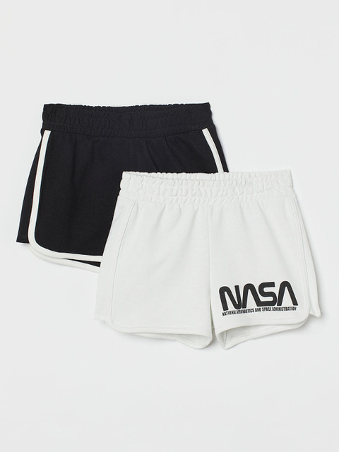 

H&M Girls Solid 2-Pack Sweatshirt Shorts, White