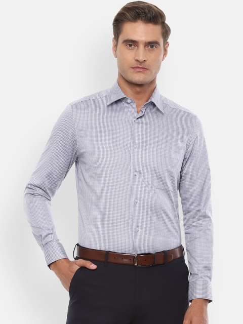 

Louis Philippe Men Blue & White Regular Fit Solid Pure Cotton Formal Shirt