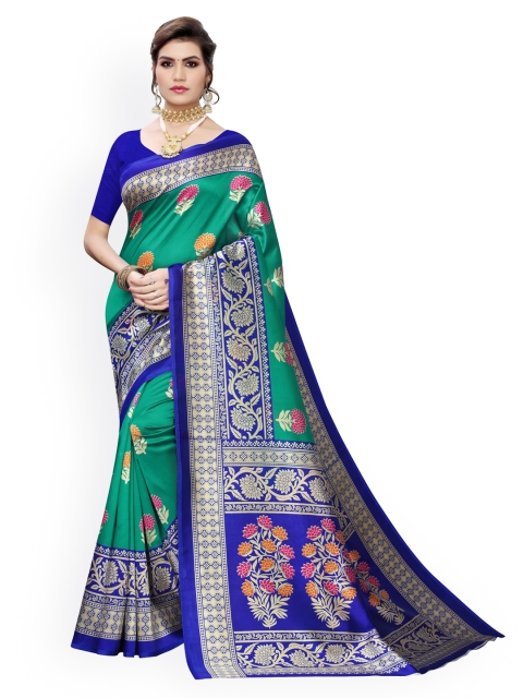 

KALINI Green & Blue Poly Silk Printed Banarasi Saree