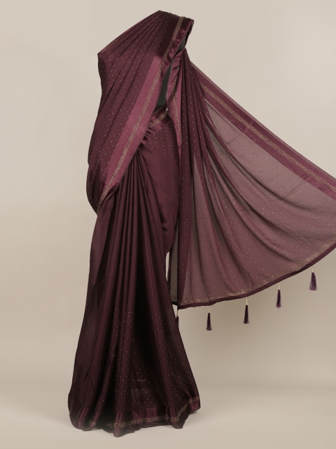 

Pothys Burgundy Embellished Poly Georgette Saree