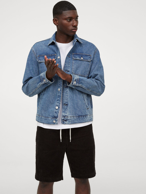 

H&M Men Black Solid Corduroy Shorts