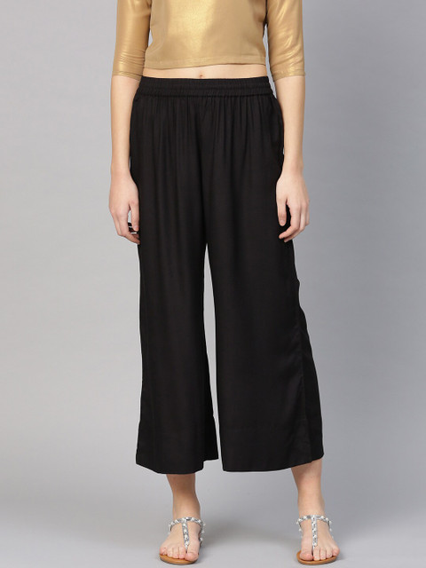 

KSUT Women Black Solid Wide Leg Palazzos