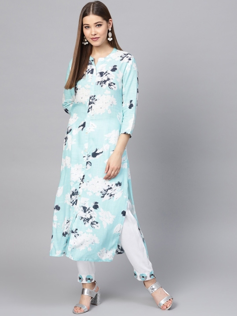 

Ishin Women Blue & White Printed Kurta with Palazzos