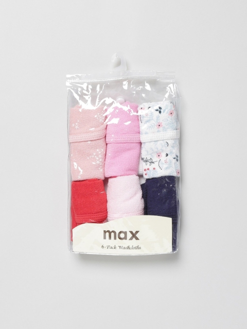 

max Infant Girls Pack of 6 Pure Cotton Napkins, Pink