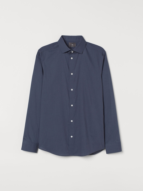

H&M Men Blue Solid Coolmax Shirt Slim Fit