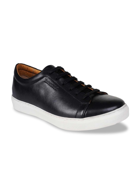 

RAPAWALK Men Black Leather Sneakers