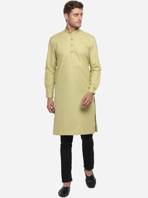 

Modi Kurta Men Green Solid Kurtas