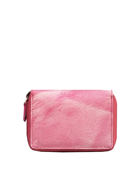 

ABYS Unisex Pink Textured Genuine Leather Card Holder