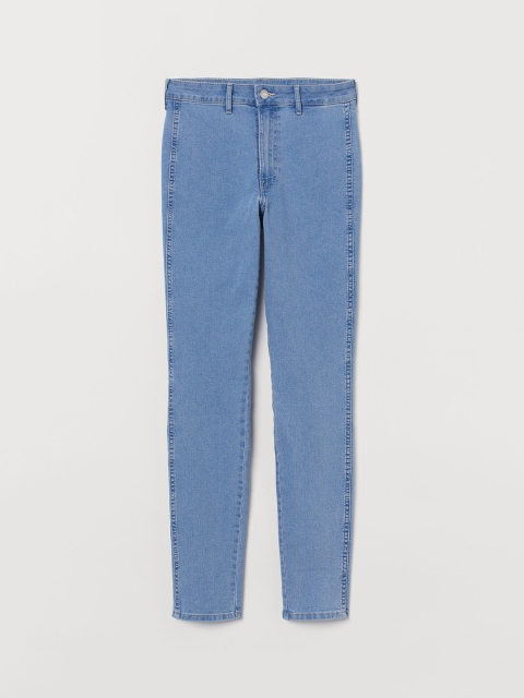 H&M Women Blue Solid Skinny High Ankle Jeans