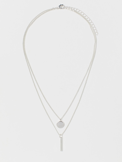 H&M Women Silver-Toned Two-Strand Necklace