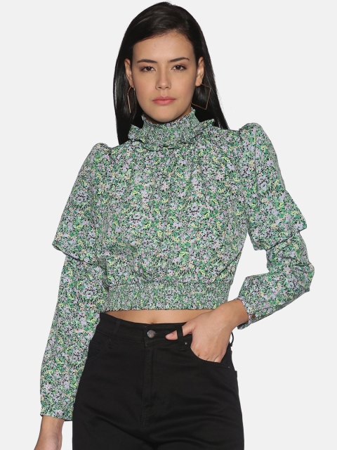 

ISU Multicoloured Blouson Crop Top, Multi