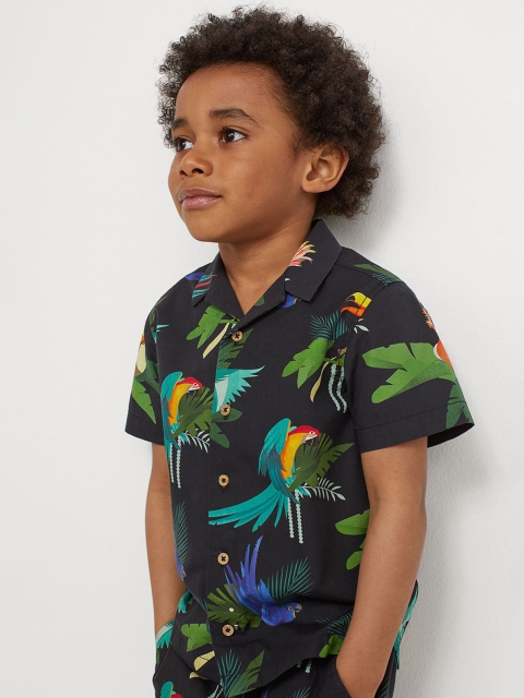 

H&M Boys Black Patterned Poplin Shirt