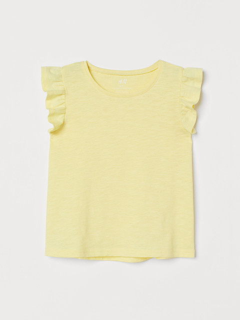 

H&M Girls Yellow Solid Jersey Top