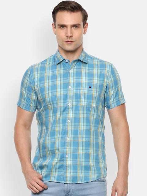 

Louis Philippe Jeans Men Blue & White Slim Fit Checked Casual Shirt