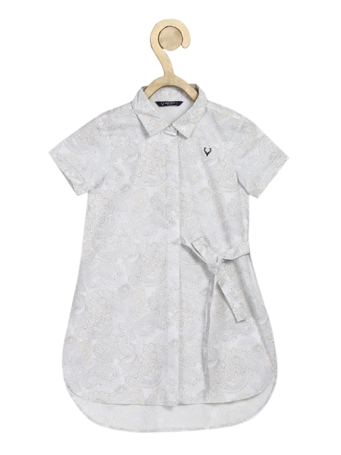 

Allen Solly Junior Girls Grey Cotton Printed Shirt Dress