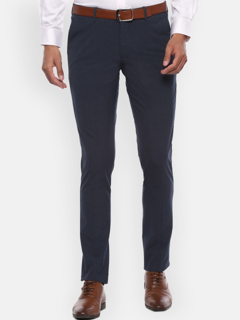 

Louis Philippe Men Navy Blue Slim Fit Solid Formal Trousers