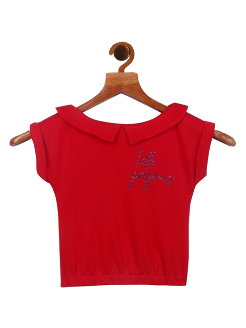 

Tiny Girl Red Peter Pan Collar Blouson Top