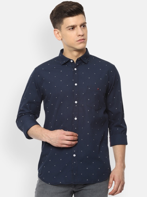 

Louis Philippe Jeans Men Navy Blue & White Slim Fit Printed Casual Shirt