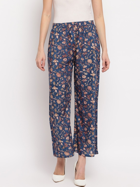 

Aawari Women Blue & Beige Printed Flared Palazzos
