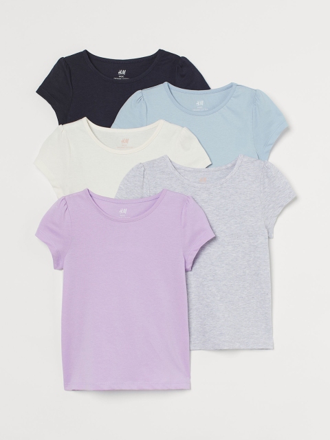 

H&M Girls 5 Pack Puff Sleeved Tops, White