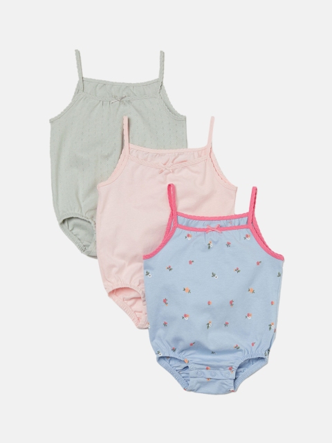 H&M Girls Solid 3-Pack Sleeveless Bodysuits, Blue
