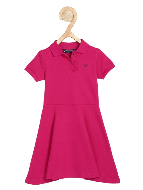 

Allen Solly Junior Girls Pink Solid Pure Cotton T-shirt Dress