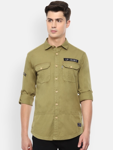 

Louis Philippe Jeans Men Olive Green Slim Fit Solid Casual Shirt