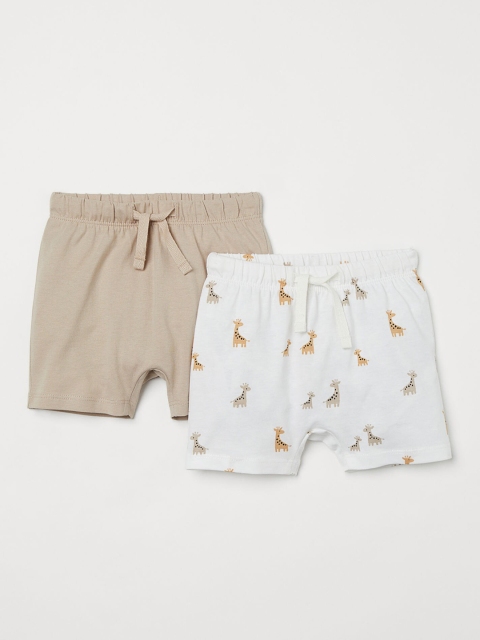 

H&M Boys White & Beige Printed 2-Pack Jersey Shorts