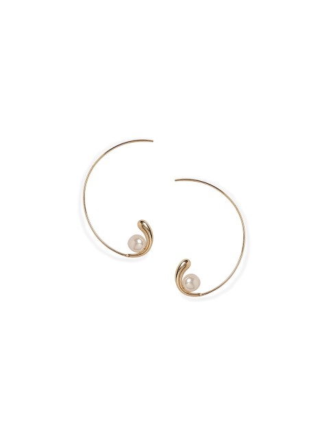 

20Dresses White & Gold-Toned Beaded Contemporary Drop Earrings