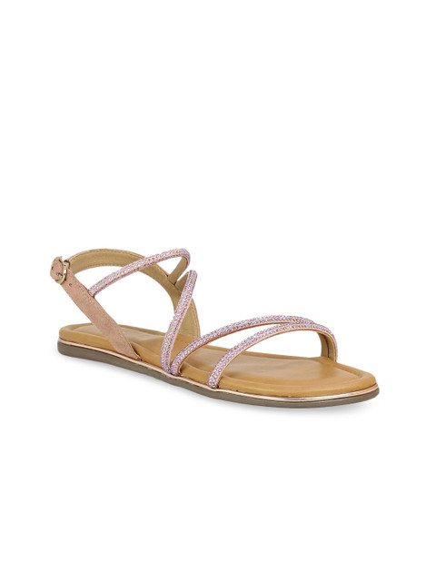 

Inc 5 Women Peach-Coloured Woven Design Open Toe Flats