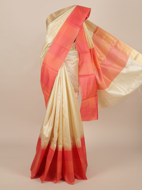 

Pothys Cream-Coloured Solid Jute Silk Saree