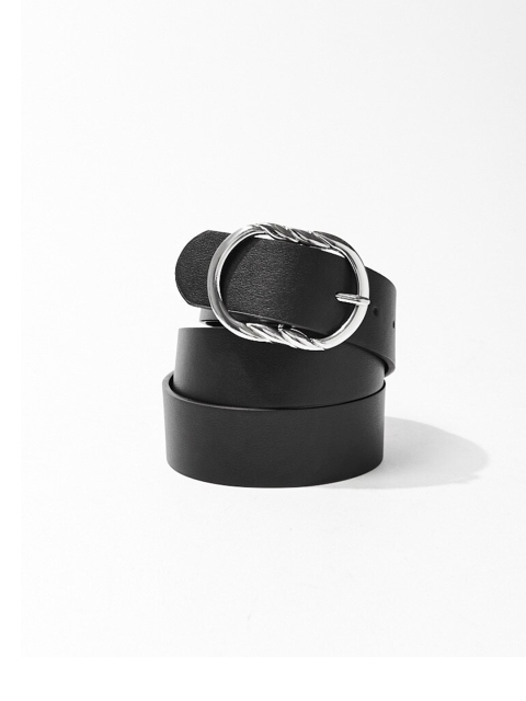

FOREVER 21 Women Black & Silver-Toned Textured Belt