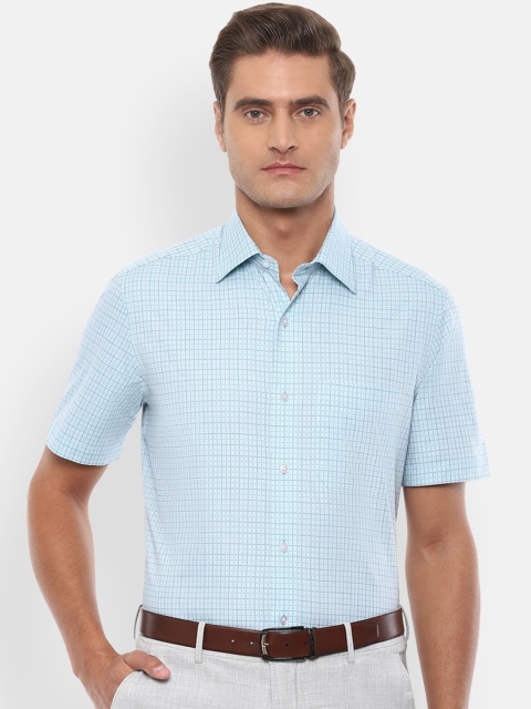

Louis Philippe Men Blue Regular Fit Checked Cotton Formal Shirt