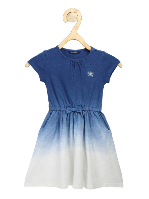 

Allen Solly Junior Girls Blue & White Dyed Cotton Fit and Flare Dress