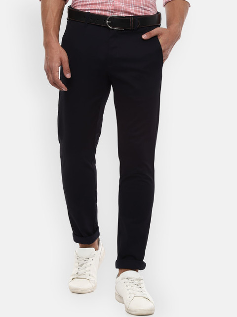 

Van Heusen Sport Men Navy Blue Slim Fit Solid Regular Trousers