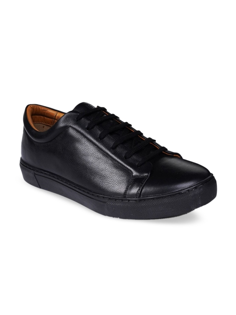 

RAPAWALK Men Black Leather Sneakers