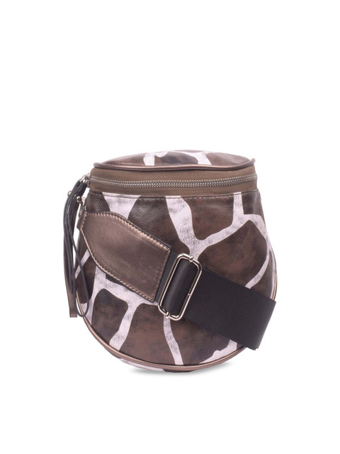 

Bagkok Brown & Off-White Printed Hobo Bag