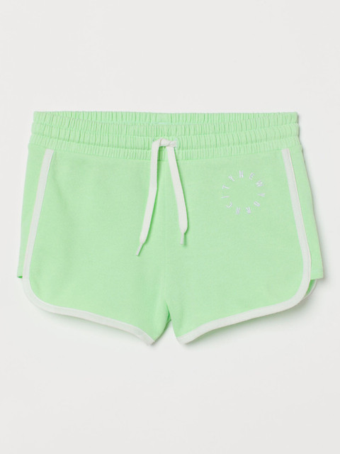 

H&M Girls Green Solid Sweatshirt Shorts