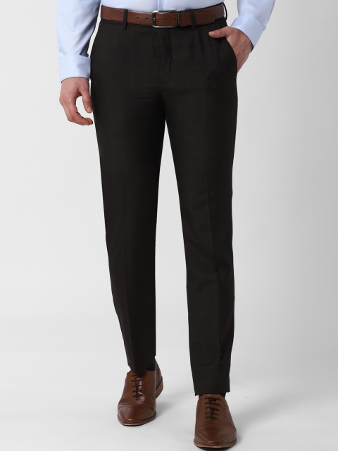

Peter England Men Brown Slim Fit Checked Formal Trousers