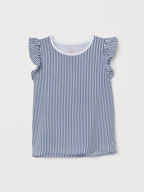 

H&M Girls Blue & White Striped Jersey Top