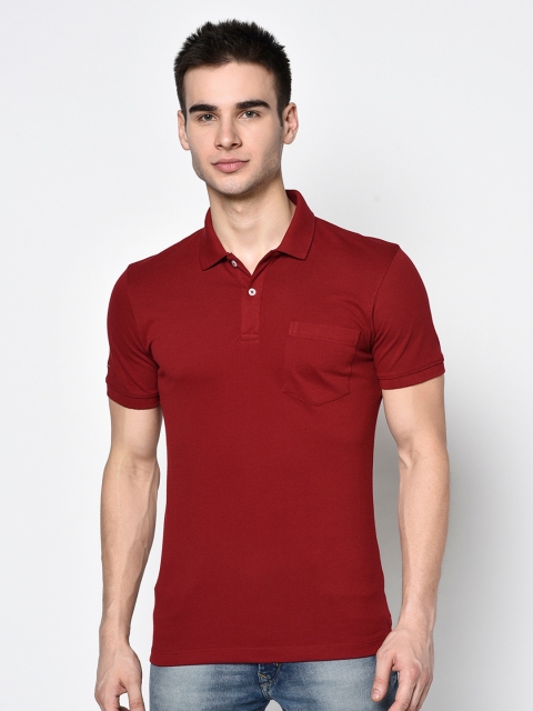 

Octave Men Maroon Solid Polo Collar T-shirt