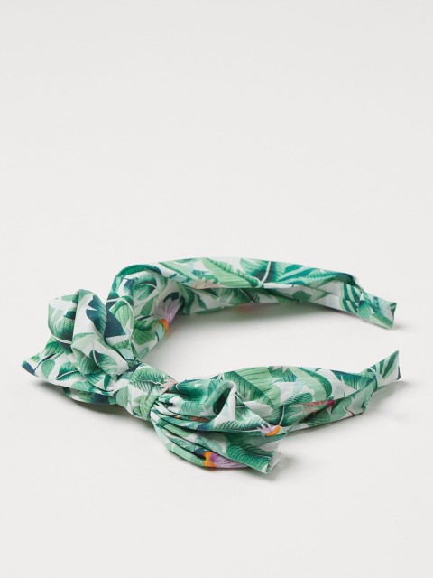 H&M Girls Green Printed Bow-Detail Alice Band