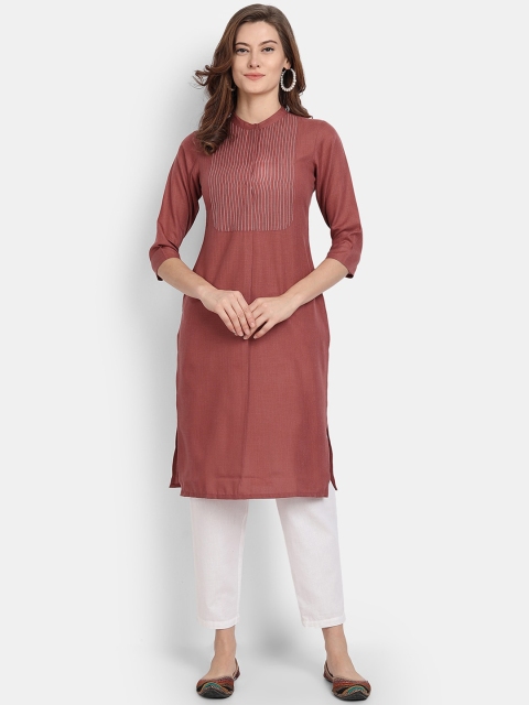 

HK colours of fashion Women Brown Yoke Design Straight Kurta