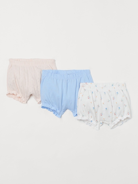 H&M Kids Solid 3-Pack Jersey Shorts, White