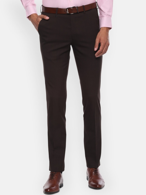 

Van Heusen Men Brown Slim Fit Checked Formal Trousers